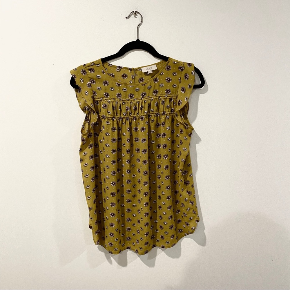Loft Outlet Mustard Patterned Blouse - image 1